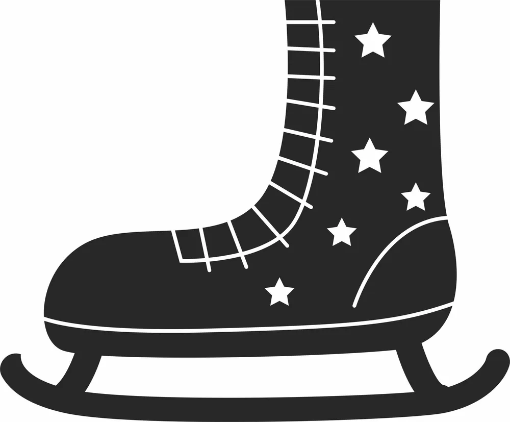 Ice Skate Boot with Laces and Star Pattern Illustration — DXF linework preview