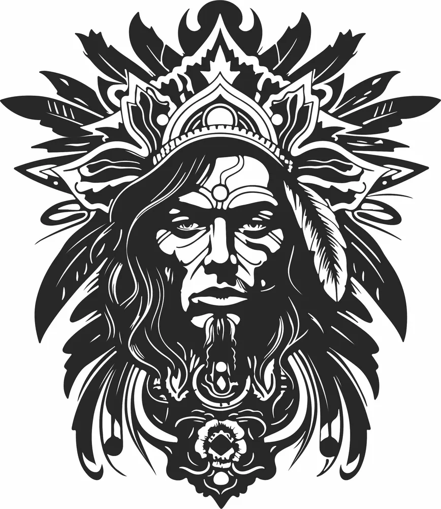Indian Chief Clipart — full DXF linework preview