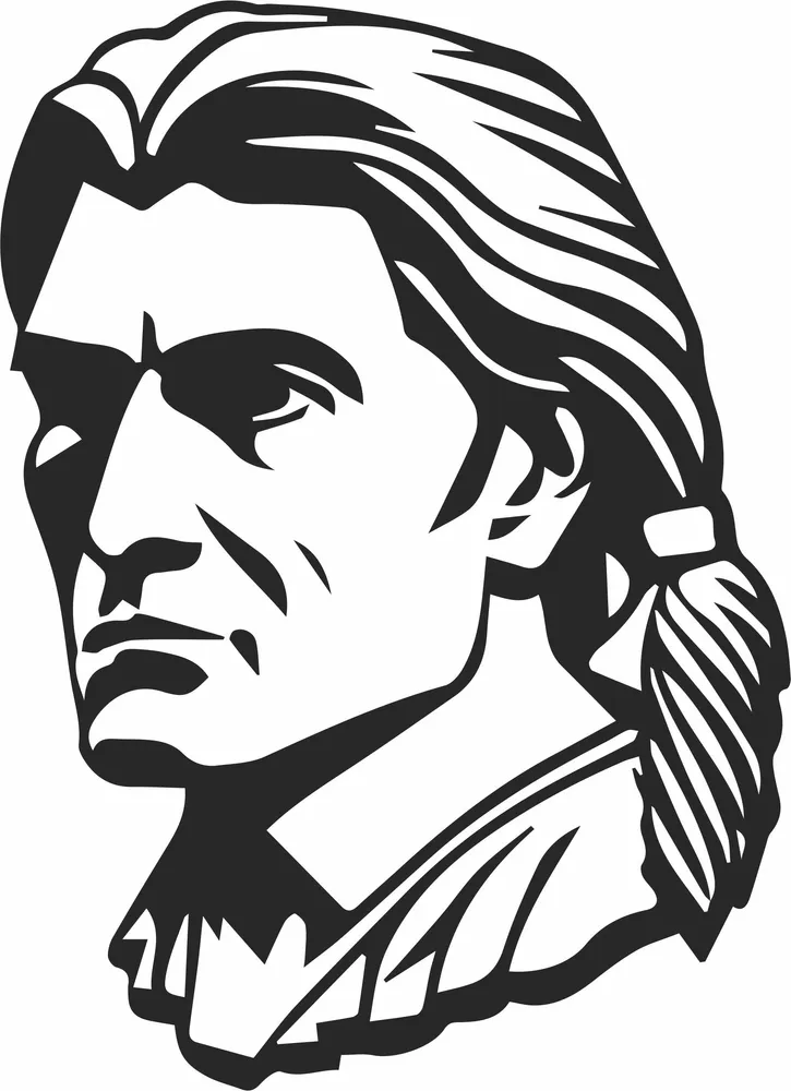 Indian Head Native American Clipart — full DXF linework preview