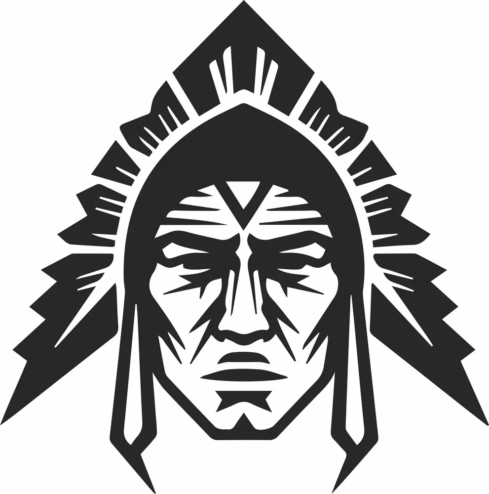 Indian Head Native American Wall Art — full DXF linework preview