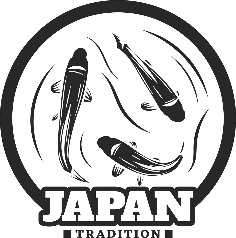 Japanese Koi Fish Logo Wall Art — full DXF linework preview