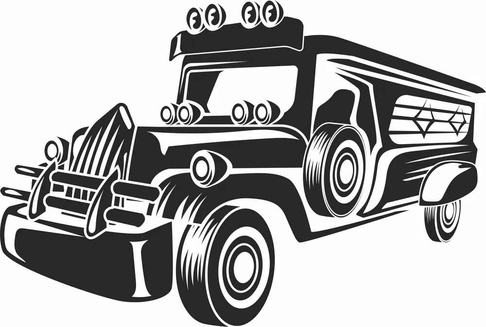 Jeepney Bus Clipart — full DXF linework preview