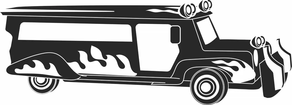 Jeepney Bus Truck Clipart — full DXF linework preview