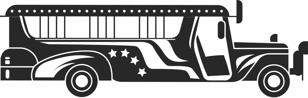 Jeepney Truck Bus Clipart — full DXF linework preview
