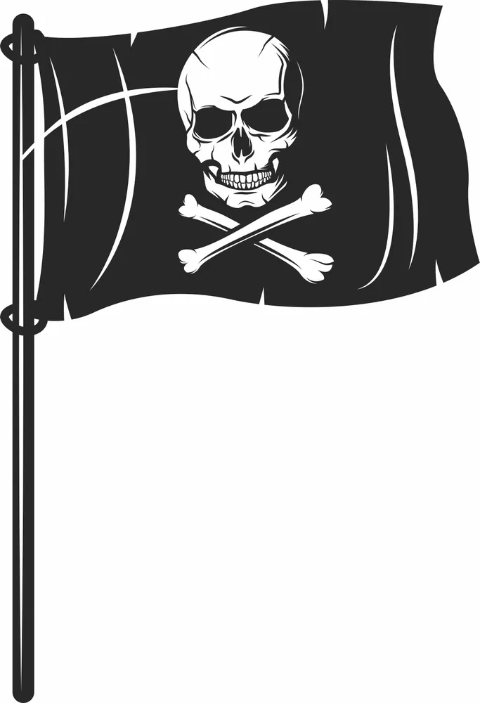 Jolly Roger Pirate Flag Design — DXF linework preview