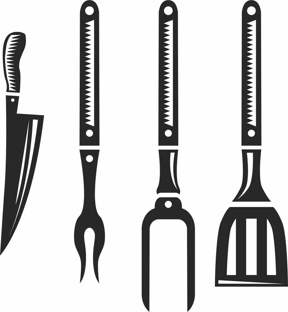 Kitchen Utensils Clipart — full DXF linework preview