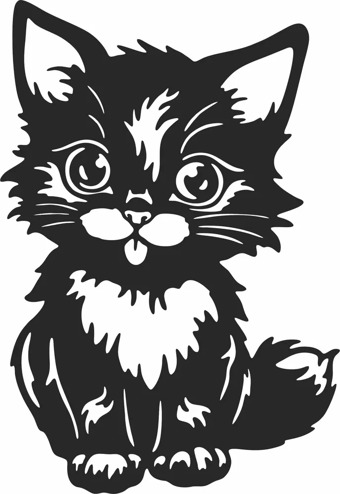 Kittie Baby Cat Clipart — full DXF linework preview