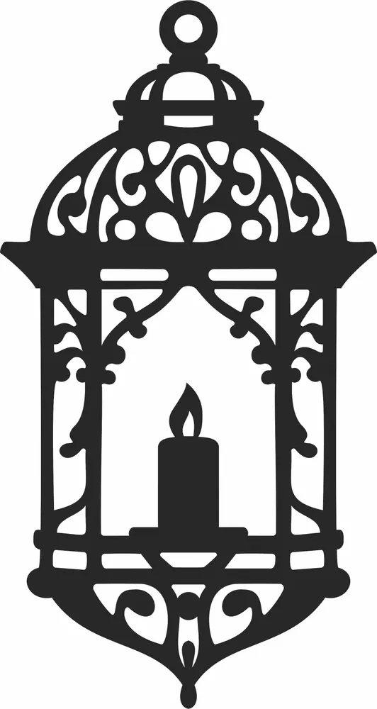 Lantern Wall Decor Silhouette — full DXF linework preview