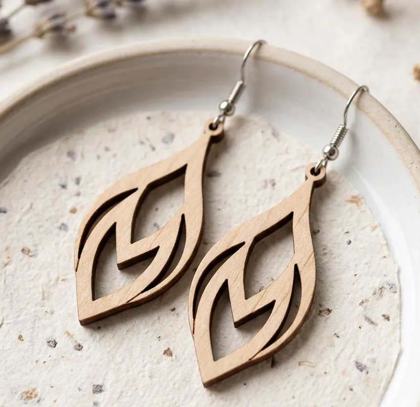 Leaf Earrings — DXF linework preview