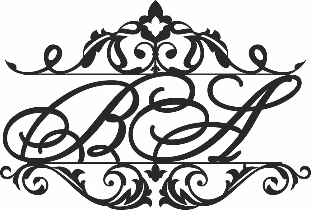 Letters for Couples Sign Monogram — full DXF linework preview