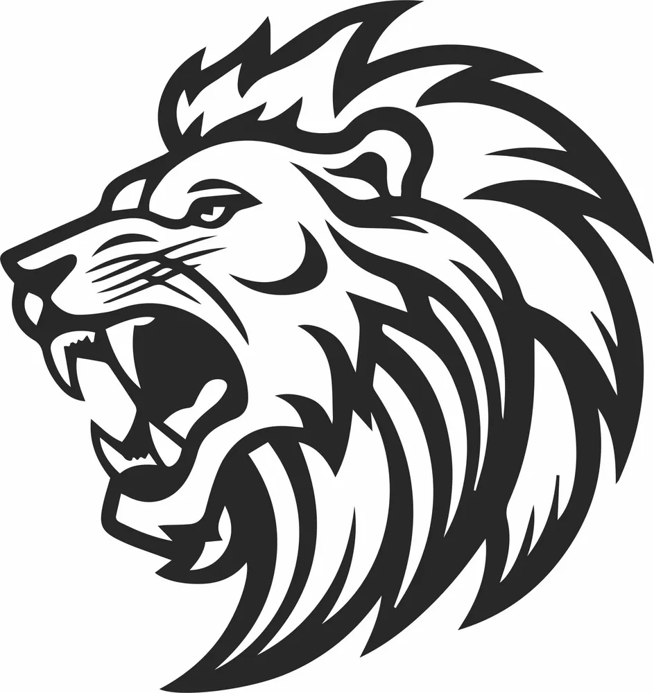 Lion Head Clipart — full DXF linework preview