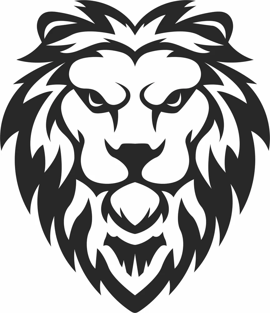 Lion Head Clipart — full DXF linework preview