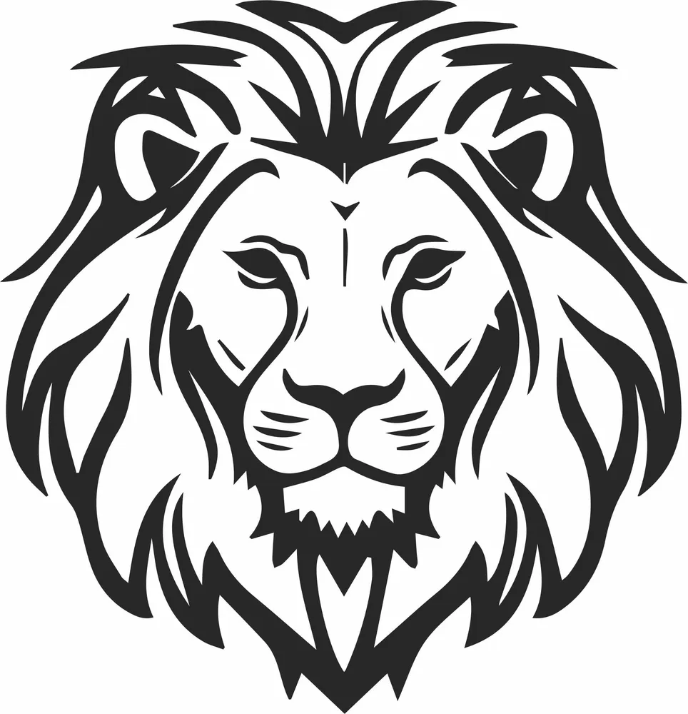 Lion Head Clipart — full DXF linework preview