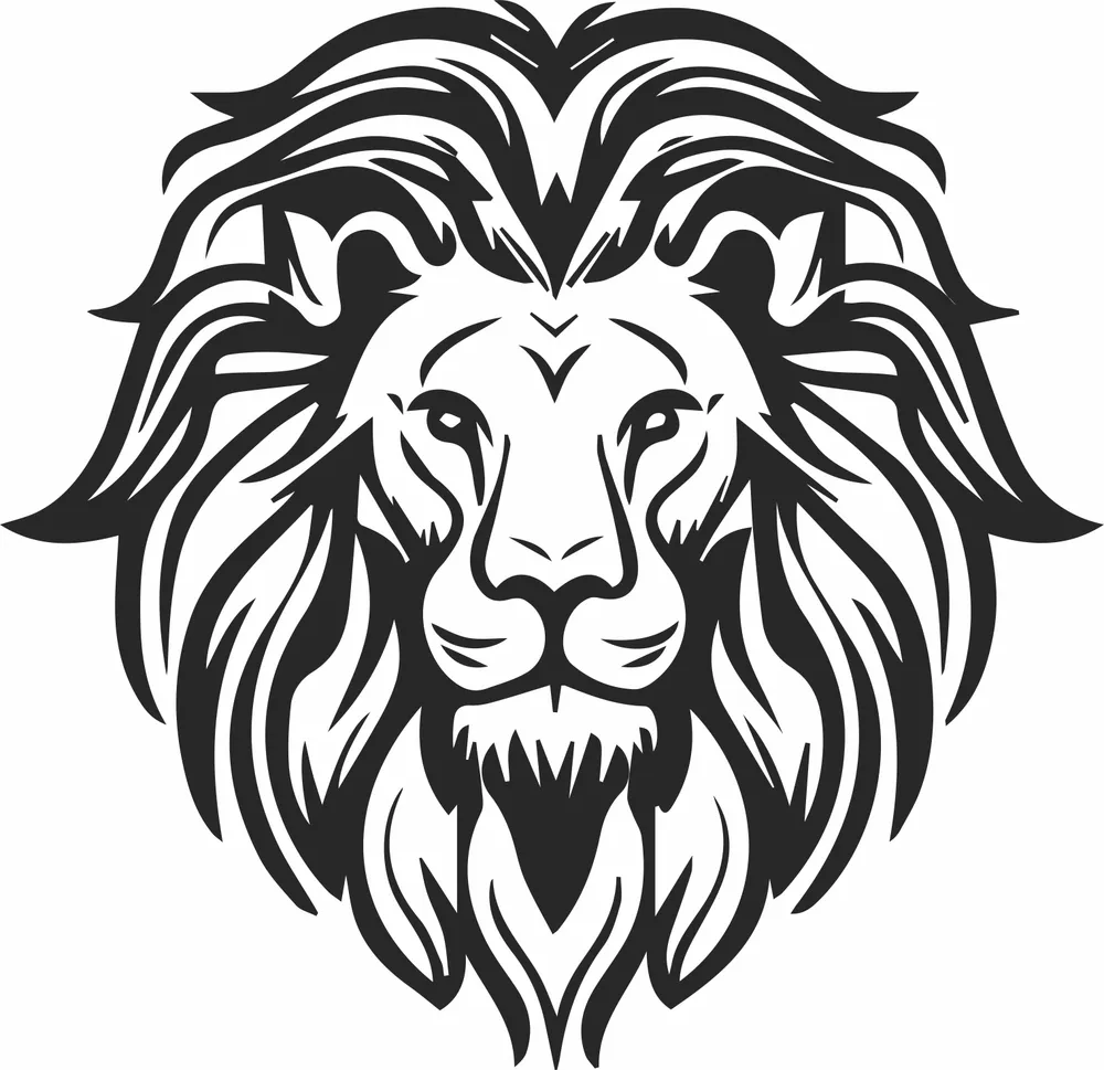 Lion Head Clipart — full DXF linework preview