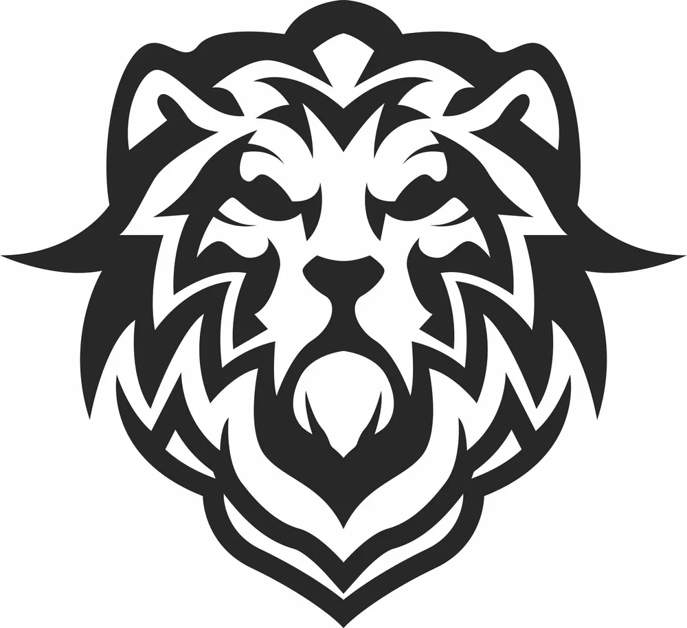 Lion Head Clipart — full DXF linework preview