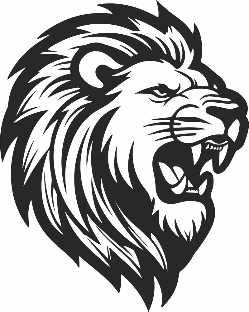 Lion Head Clipart — full DXF linework preview