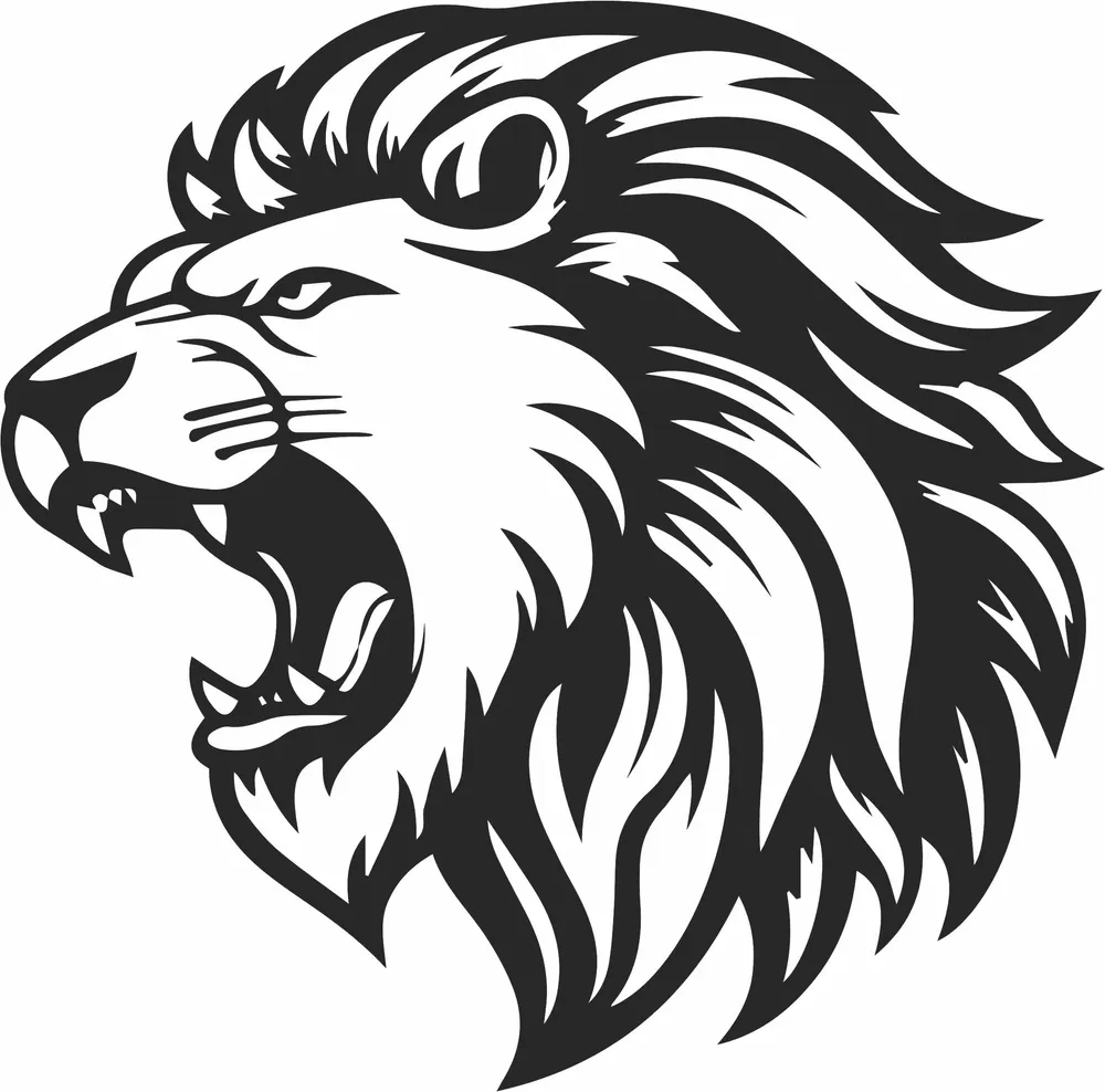 Lion Head Clipart — full DXF linework preview