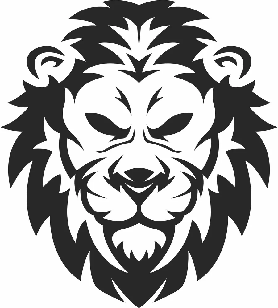 Lion Head Clipart — full DXF linework preview