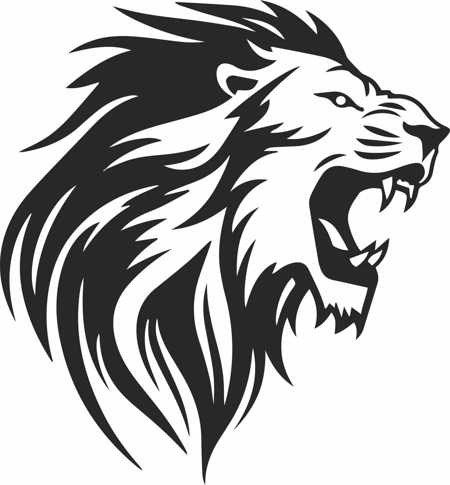 Lion Head Clipart — full DXF linework preview