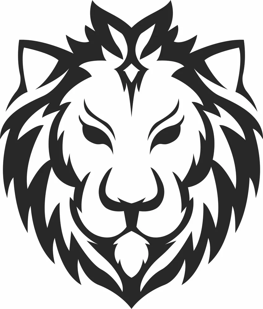 Lion Head Clipart — full DXF linework preview