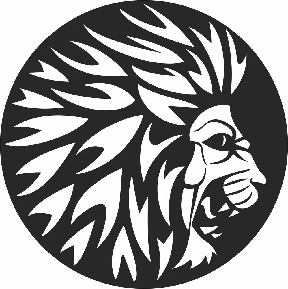 Lion Wall Art — full DXF linework preview
