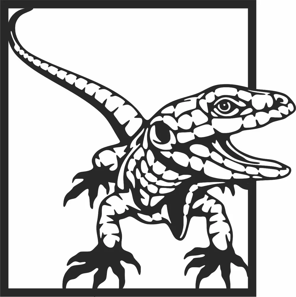 Lizard Reptiles Wall Art — full DXF linework preview