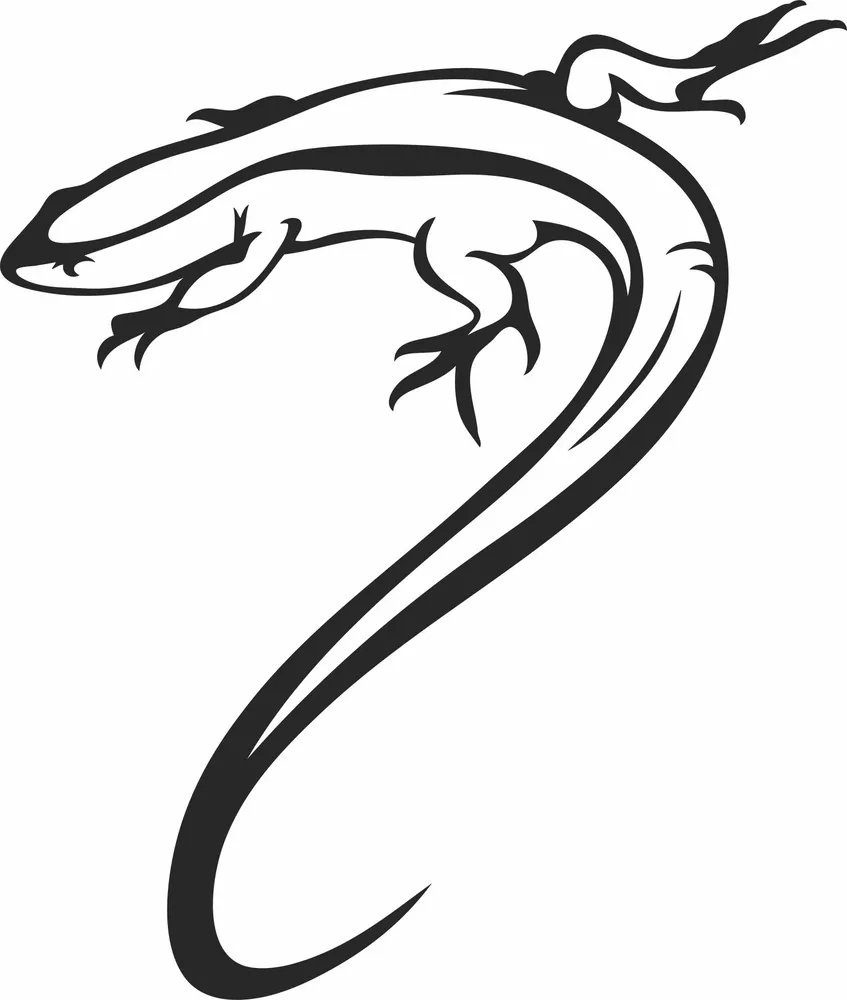 Lizard Wall Art — full DXF linework preview