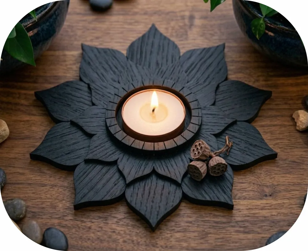 Lotus Candle Holder — DXF linework preview