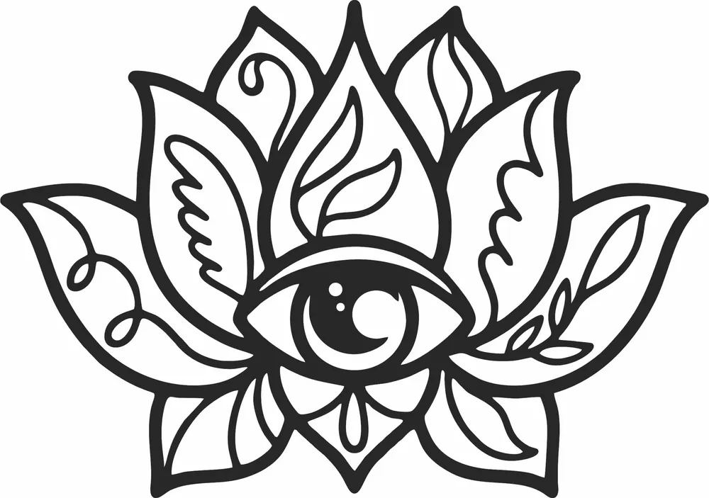 Lotus Flower Eye Clipart — full DXF linework preview
