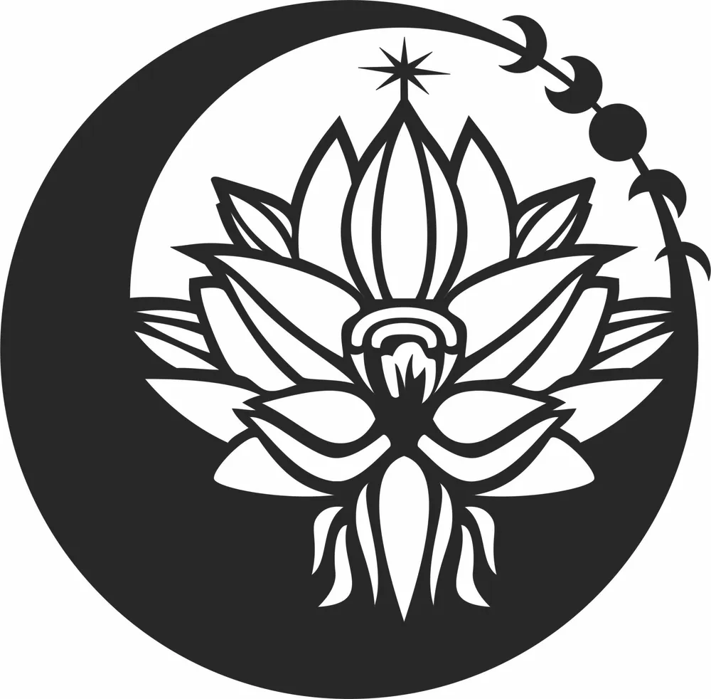 Lotus Flower Wall Art — full DXF linework preview