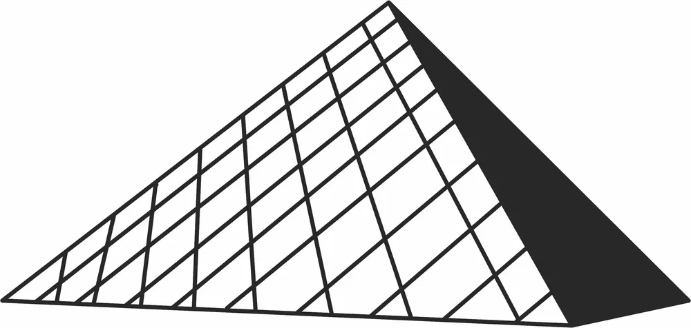 Louvre Pyramid Paris Museum Architecture Silhouette — DXF linework preview