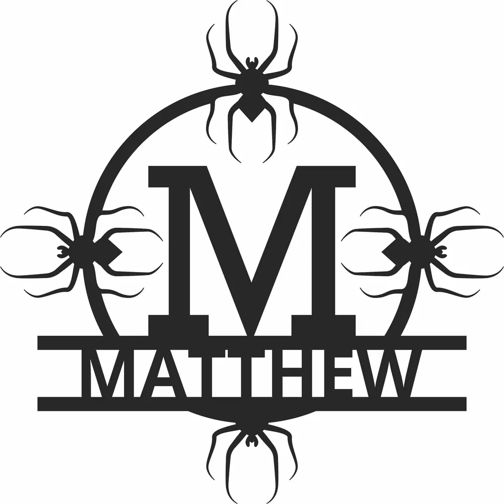 M Spiders Split Monogram — full DXF linework preview