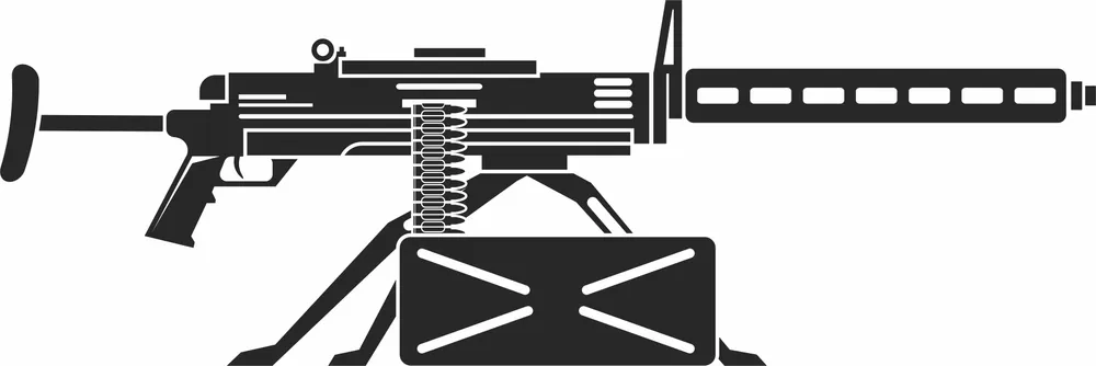 Machine Gun on Tripod Design — full DXF linework preview