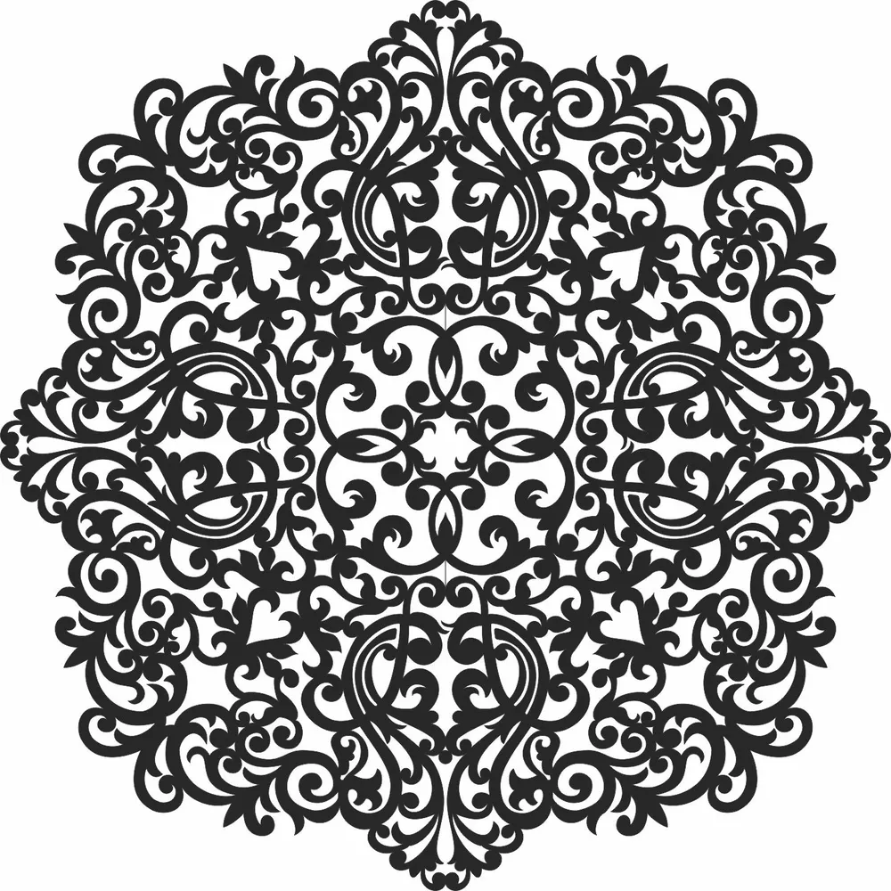 Mandala Pattern Wall Art — full DXF linework preview