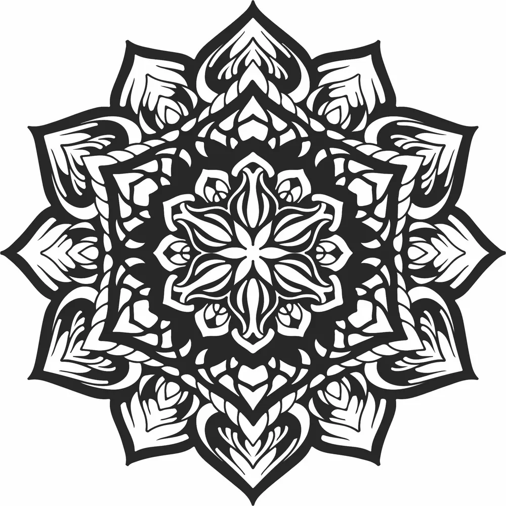 Mandala Pattern Wall Art — full DXF linework preview