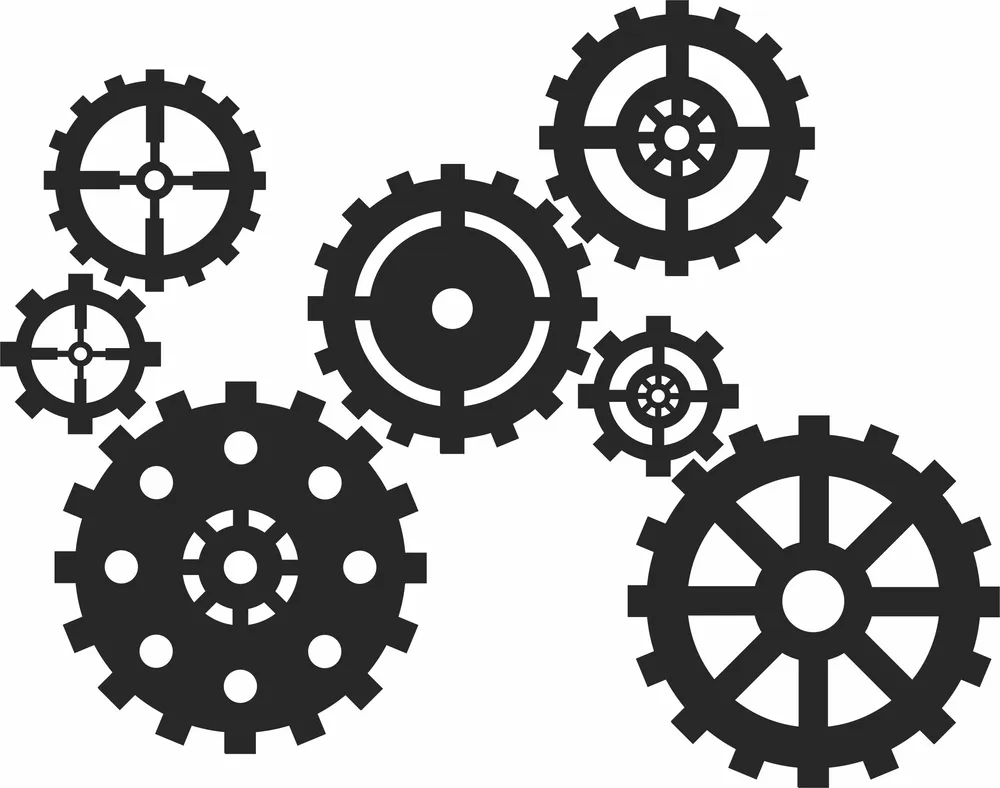 Mechanical Sprocket Gears Clipart — full DXF linework preview