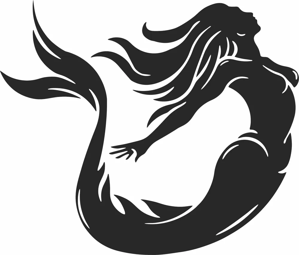 Mermaid Clipart — full DXF linework preview