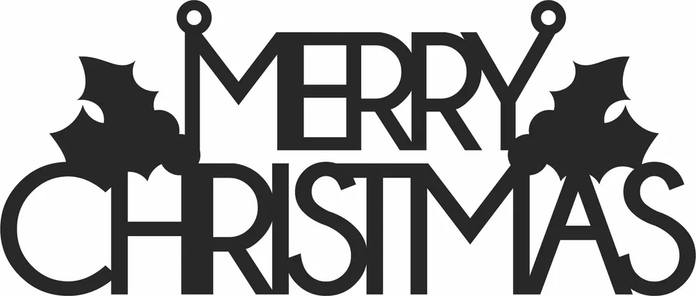 Merry Christmas Ornament Wall Art — full DXF linework preview