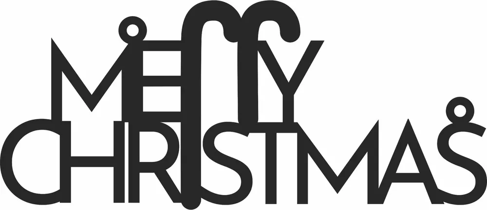 Merry Christmas Ornament Wall Art — full DXF linework preview
