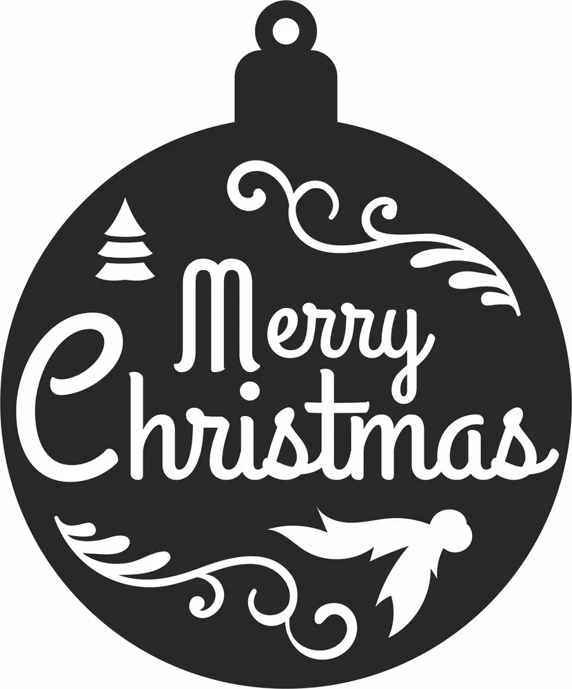 Merry Christmas Ornament Wall Art — full DXF linework preview