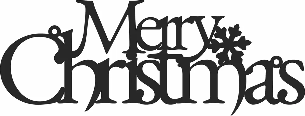 Merry Christmas Wall Art — full DXF linework preview