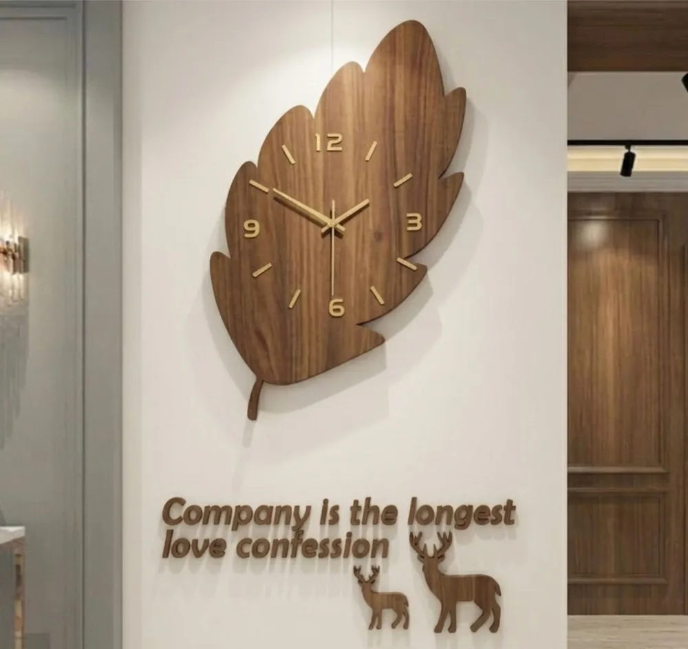 Modern Leaf Shaped Wall Clock — DXF linework preview