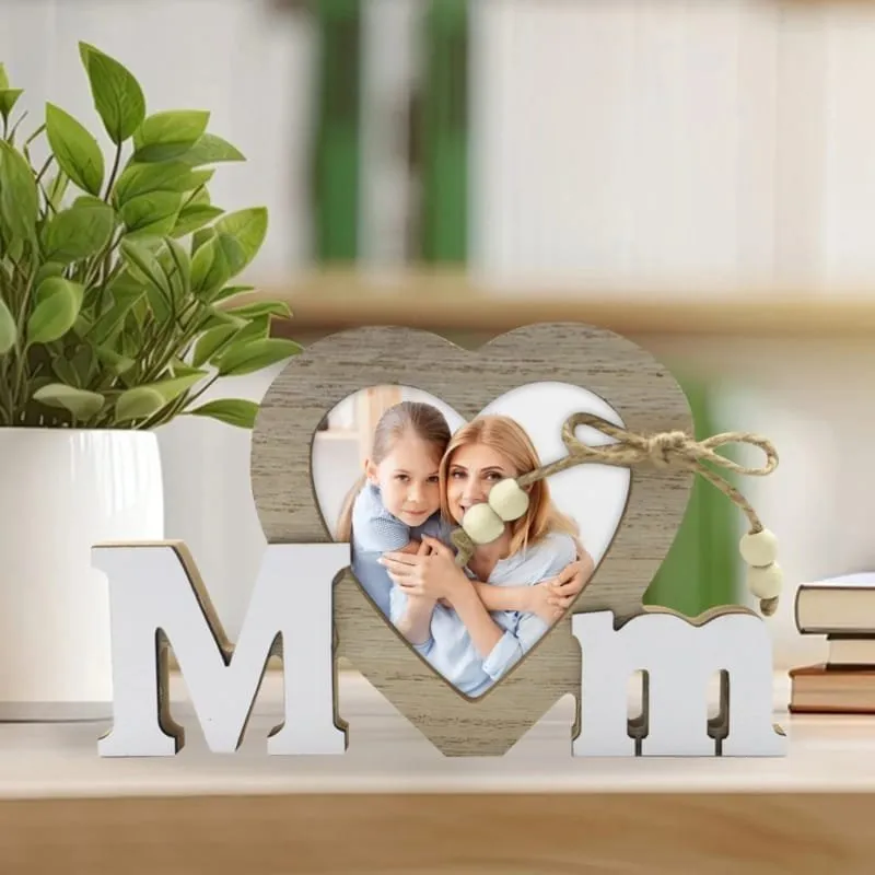 Mom Heart Photo Frame — DXF linework preview