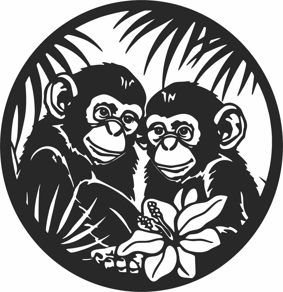 Monkey Clipart — full DXF linework preview