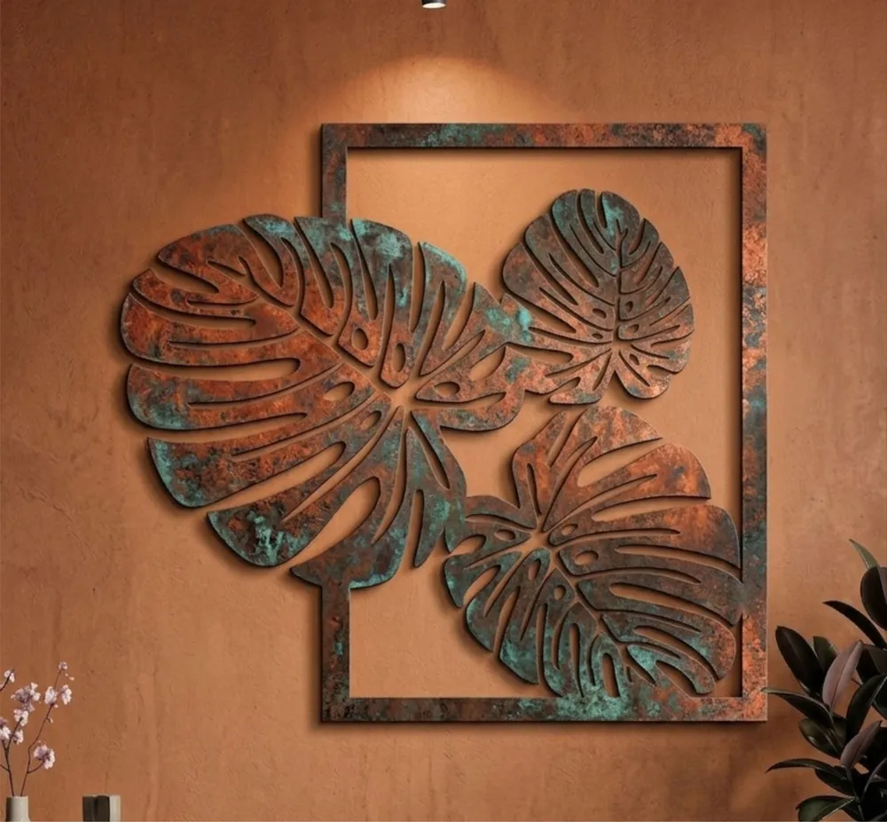 Monstera Leaf Wall Art — DXF linework preview