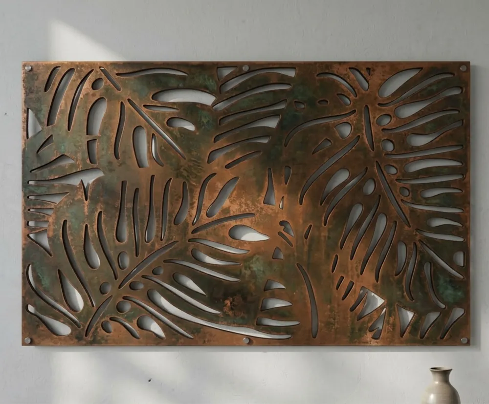 Monstera Leaf Wall Art — DXF linework preview