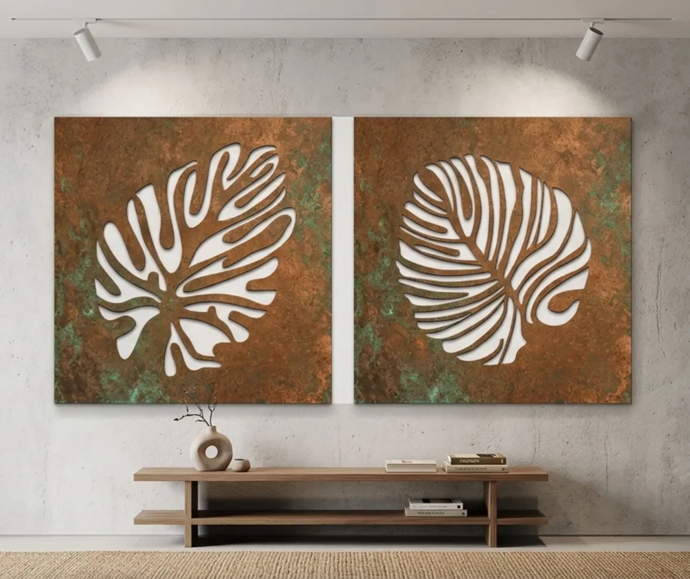 Monstera Leaves Wall Art — DXF linework preview