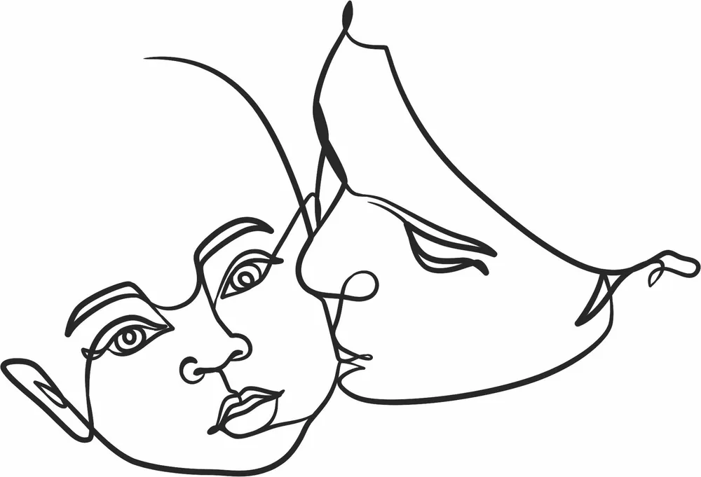 Mother Kissing Baby One Line Clipart — DXF linework preview