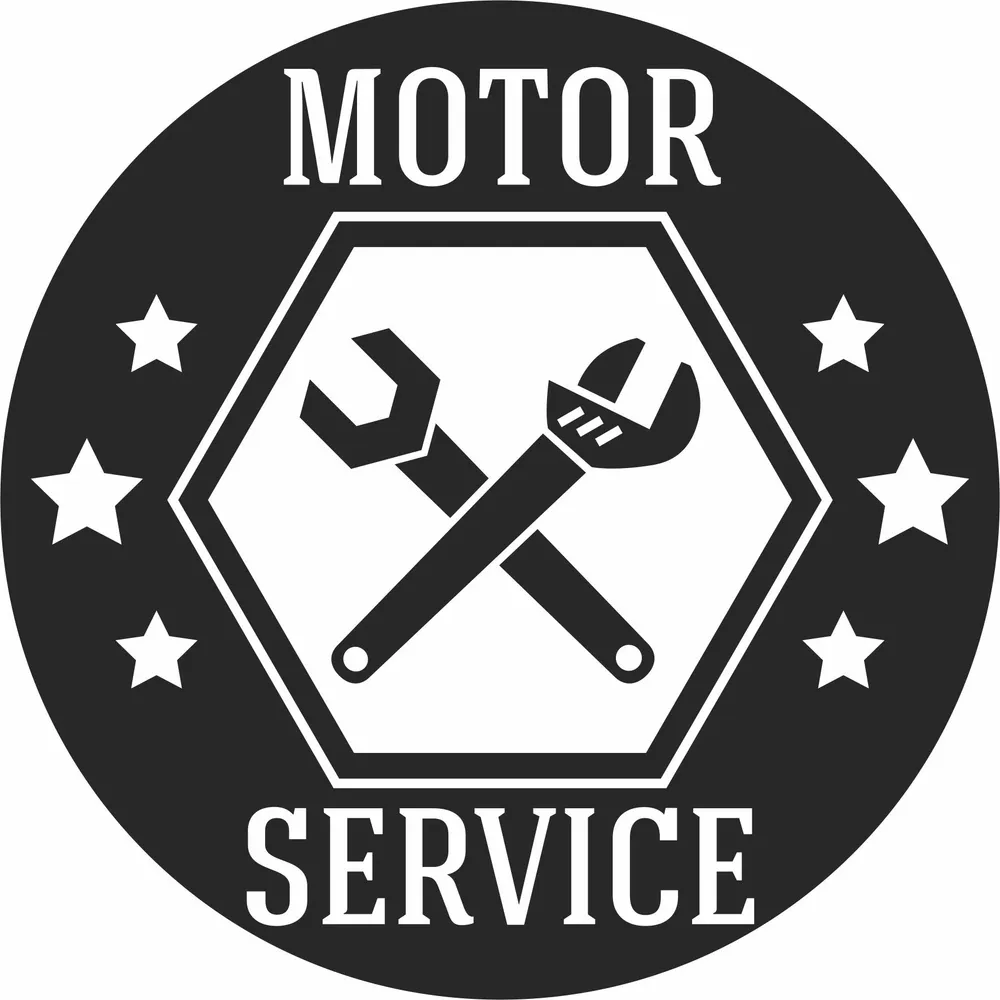 Motor Service Garage Sign Design — DXF linework preview