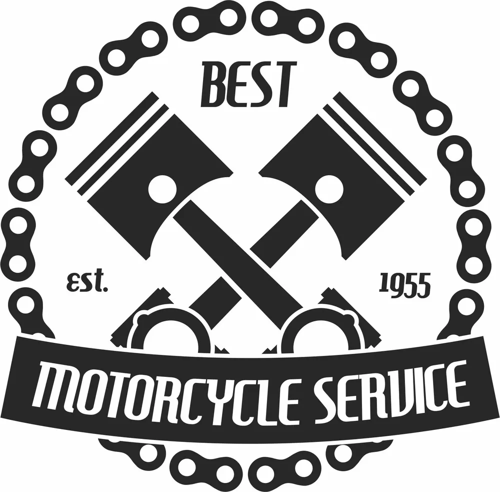 Motorcycle Service Crossed Pistons Design — DXF linework preview